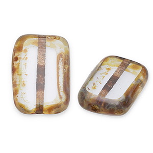 Czech kralen TCB rechthoek 12x8mm Alexandrite-travertin