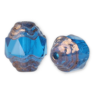 Czech kralen FPB ovaal 7x6mm Aqua-bronze