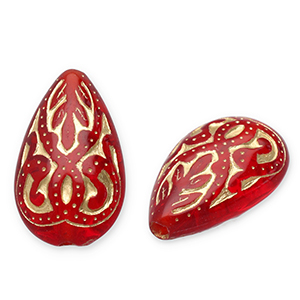 Acryl kralen druppel Red-gold