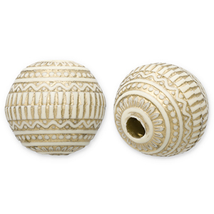 Acryl kralen rond Off white-gold