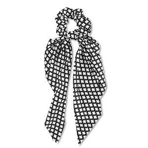 Scrunchies haarelastiek met lint Black-off white