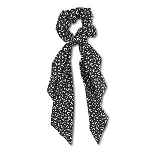 Scrunchies haarelastiek met lint Black-white