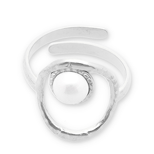 Roestvrij stalen (RVS) Stainless steel ringen parels Silver-white