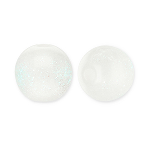 6 mm acryl kralen met glitter White-turquoise