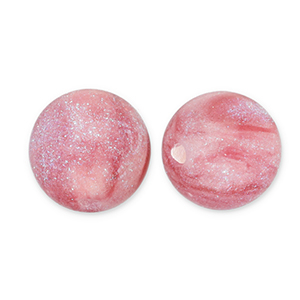 8 mm acryl kralen met glitter Pink-turquoise