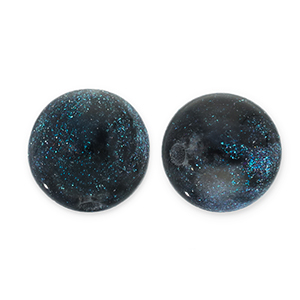 12 mm acryl kralen met glitter Black-turquoise