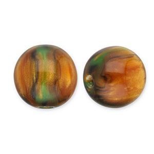 Resin kralen met glitter 12mm Burnt orange-gold-green