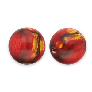Resin kralen met glitter 12mm Red-gold