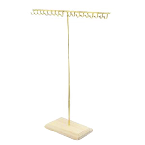 Sieraad display T-vorm met houten voet voor kettingen Natural-gold