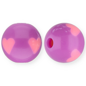 12 mm acryl kralen met hartjes Purple-pink
