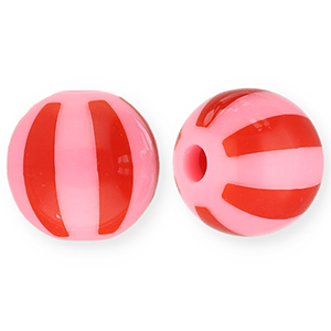 12 mm acryl kralen met strepen Pink-red