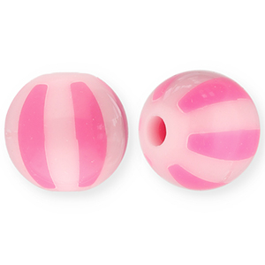 12 mm acryl kralen met strepen Light pink-pink