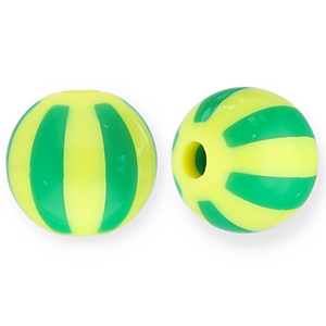 12 mm acryl kralen met strepen Yellow-green