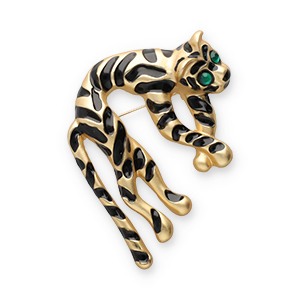 Statement broches tijger Gold-black-green