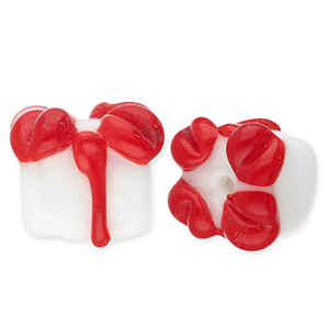 Glaskralen cadeau White-red