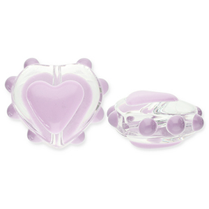 Glaskralen hart Transparent-lilac