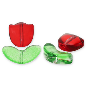 Glaskralen tulp Red-green