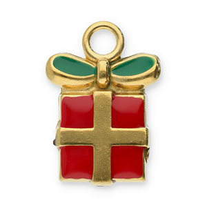 Roestvrij stalen (RVS) Stainless steel bedels kerstcadeau Gold-red-green