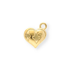 Roestvrij stalen (RVS) Stainless steel bedels hart met silhouet Gold
