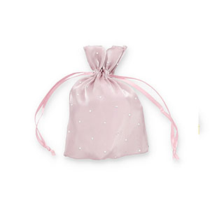 Sieraad zakje satijn met strass Mauve purple-silver