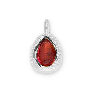 Roestvrij stalen (RVS) Stainless steel bedels druppel met facet Silver-red