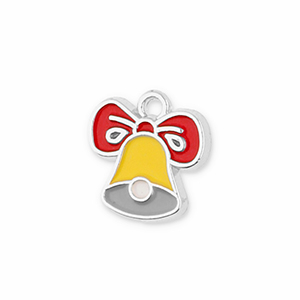 Bedels metaal kerstklok Silver-yellow-red-grey