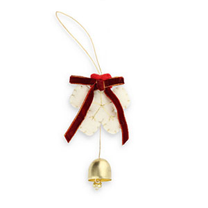 Trendy hangers vilt sneeuwvlok met strik & bel White-red-gold