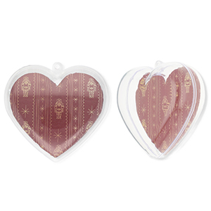 Transparant ornament hart Transparent-port red-beige