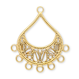 Roestvrij stalen (RVS) Stainless steel onderdelen hangers druppel met 7 oogjes Gold