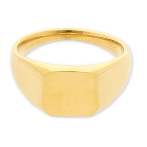 Roestvrij stalen (RVS) Stainless steel ringen met vierkant Gold