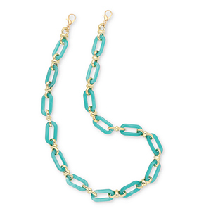 Trendy telefoonkoord van acryl Persian green-gold