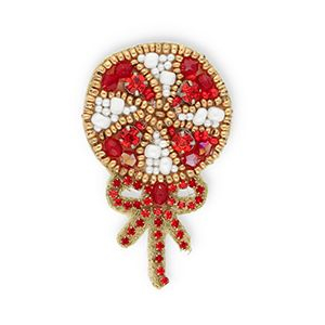 Broches lolly met strik Red-white-gold