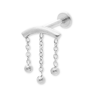 Roestvrij stalen (RVS) Stainless steel oorpiercing boog met bollen Silver