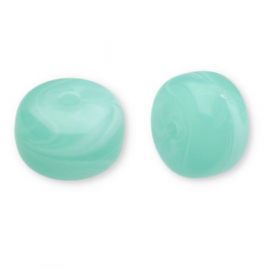 Acryl kralen disc Turquoise green-white