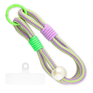 Trendy telefoonkoord incl. bevestiging Purple-green-neon green-ivory white