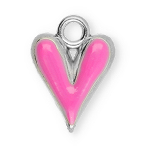Roestvrij stalen (RVS) Stainless steel bedels hart Silver-pink