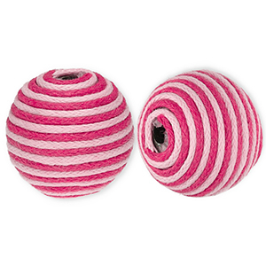 22 mm acryl kralen met waxkoord Light pink-pink