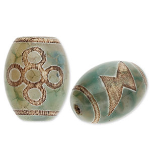 Natuursteen kralen chalcedoon rice Green-beige-brown