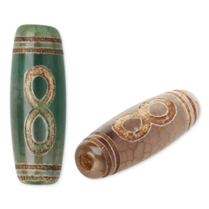 Natuursteen kralen chalcedoon tube infinity Green-beige-brown