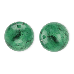 16 mm acryl kralen rond Dark green-marble