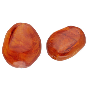 Acryl kralen ei-vormig Amber brown-marble