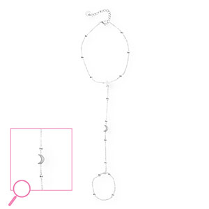 Roestvrij stalen (RVS) Stainless steel handkettingen maan en ster Silver-crystal