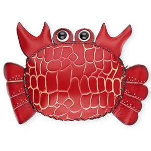 Portemonnee van leer krab Red-sand beige-black-white