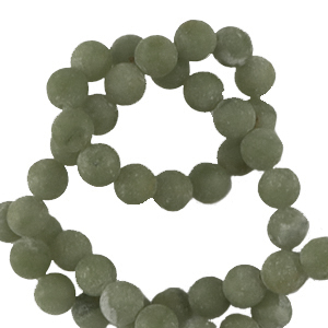 Natuursteen kralen serpentijn 6mm mat Olive green