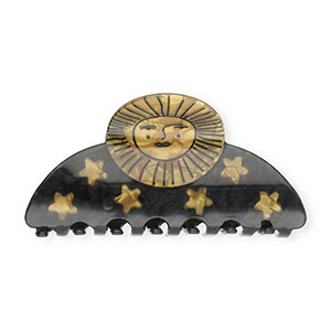 Haaraccessoires haarklem zon met sterren Pearl shine black-pearl shine gold