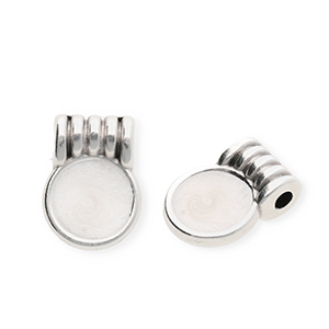 Bedels DQ&reg; metaal rond Antiek zilver-pearl white (nikkelvrij)