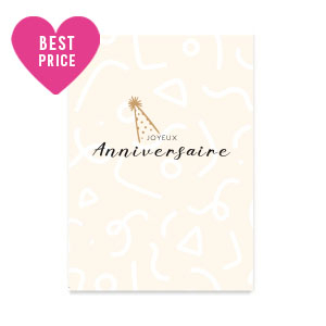Sieraden kaartjes "Joyeux Anniversaire" Rose tan
