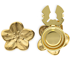 Roestvrij stalen (RVS) Stainless steel button covers bloem Gold