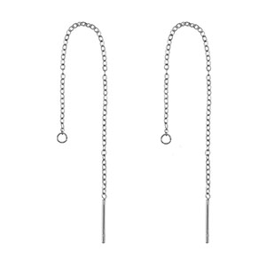 Roestvrij stalen (RVS) Stainless steel oorbellen / oorstekers met ketting Silver
