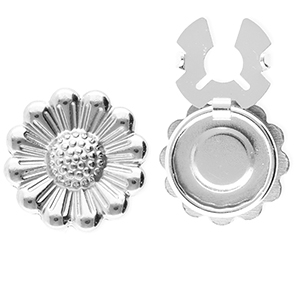 Roestvrij stalen (RVS) Stainless steel button covers bloem Silver
